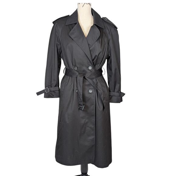 Y2K Trenchcoat Insulated Black 8 Petite Worthington - Picture 1 of 16